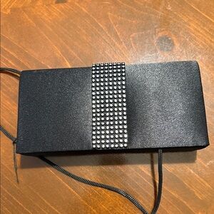 Black Clutch with Rhinestone Accent